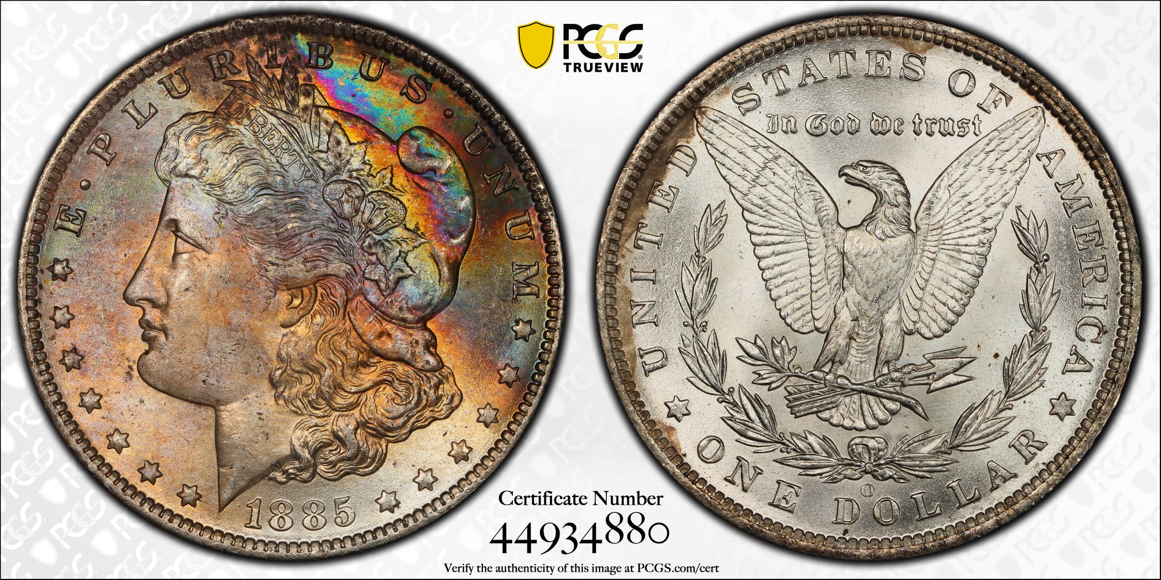 1885-O PCGS MS66 MORGAN DOLLAR *COLOR*